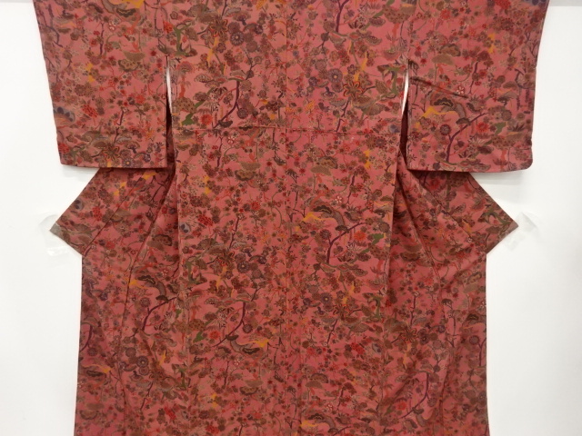 JAPANESE KIMONO / KOMON / UNUSED / CHIRIMEN / CHINESE FLOWER